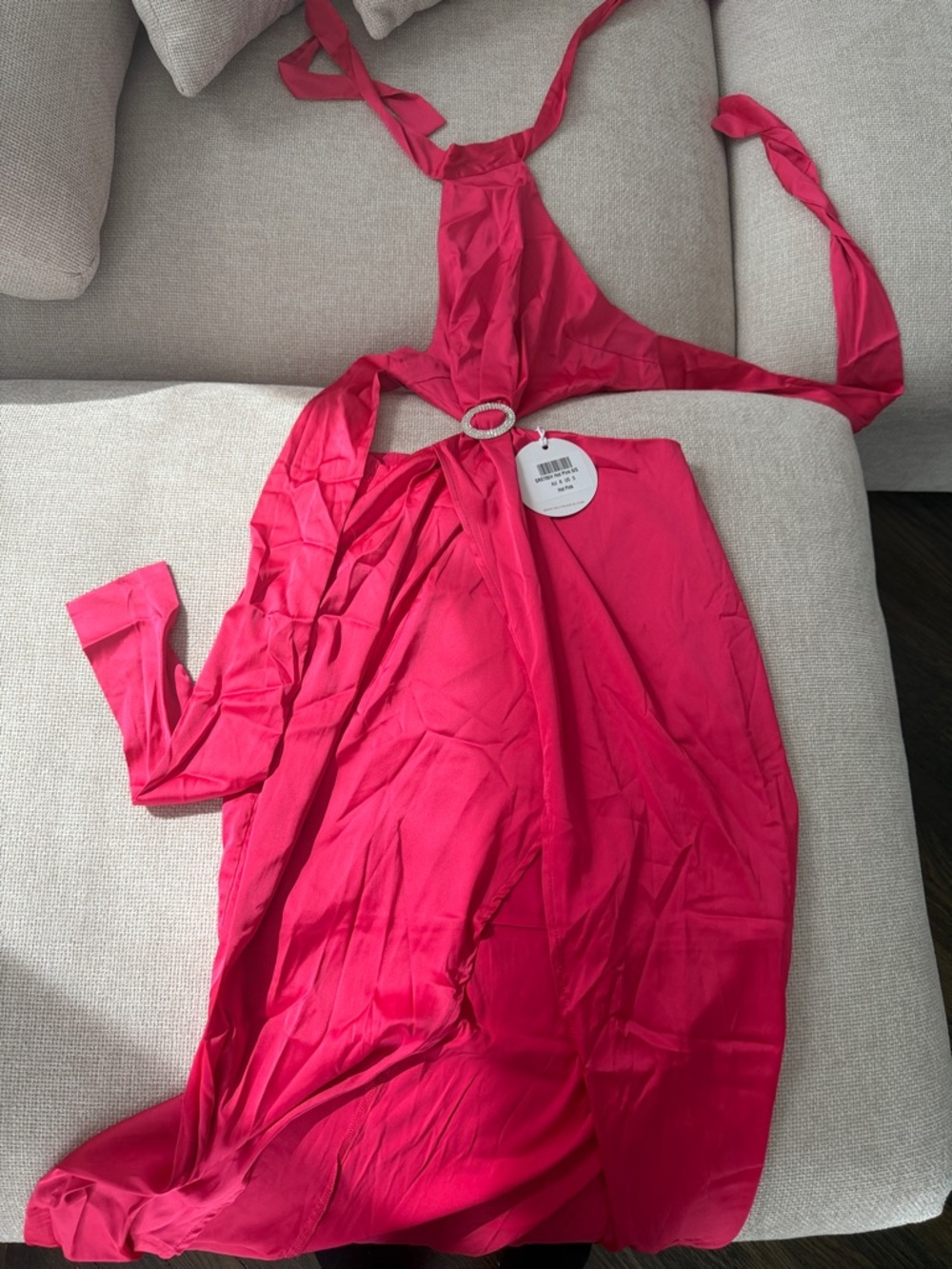 Selfie Leslie Hot Pink Halter Chemise with Ring Detail